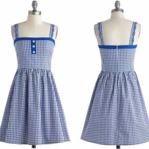 Modcloth Gingham Blueberry Picking Dress Size XL